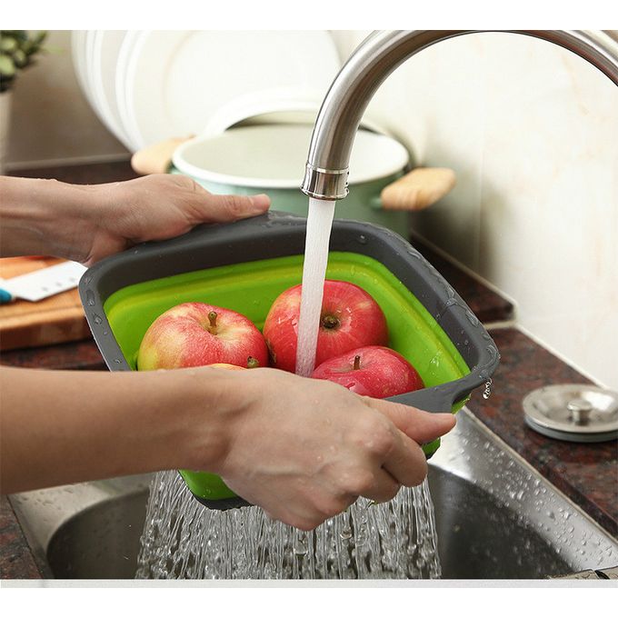 Generic Passoire pliable carré en Silicone, Panier égouttoir, panier à  fruits et légumes à prix pas cher