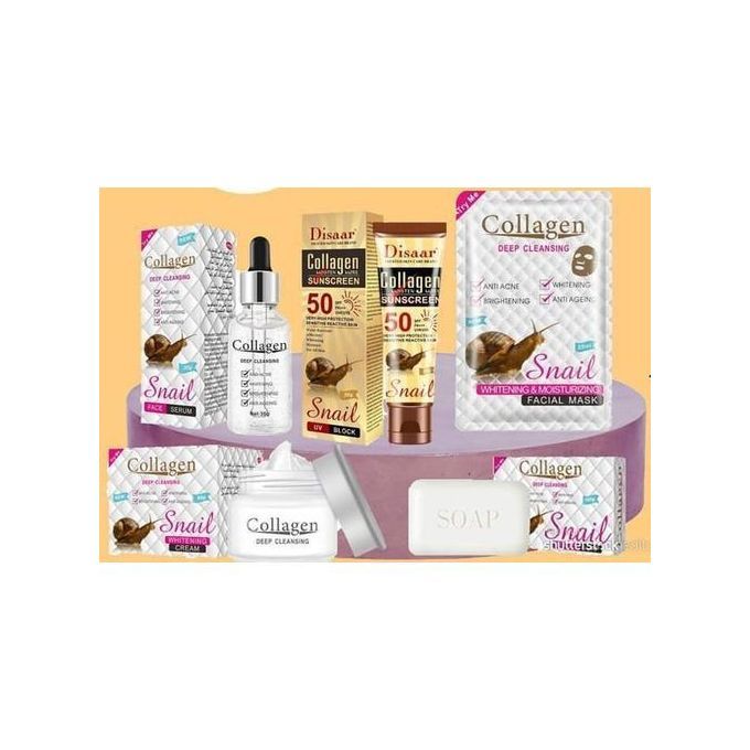 Pack Collagen Soins visage :Crème +Serum +Savon +1 Mask +Sunscreen