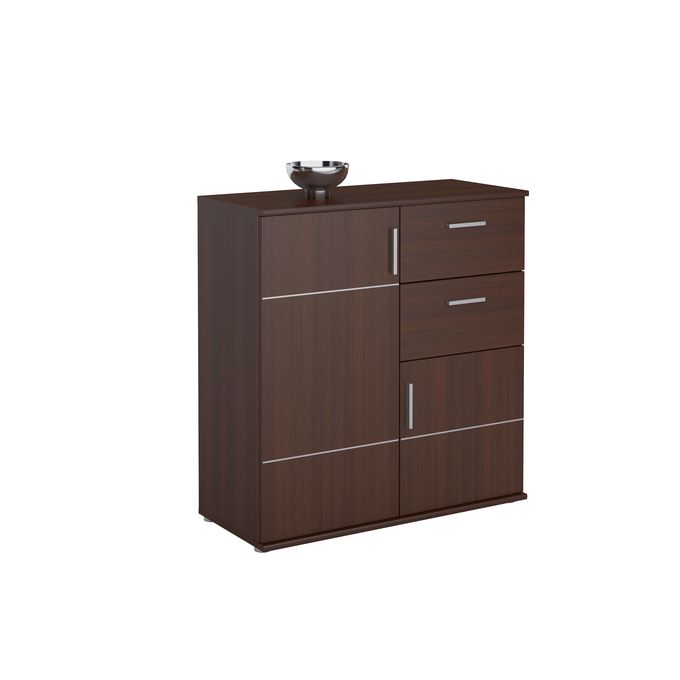 Kitea Meuble Multifonction JONAS 2 Portes Et 2 tiroirs - Marron Foncé