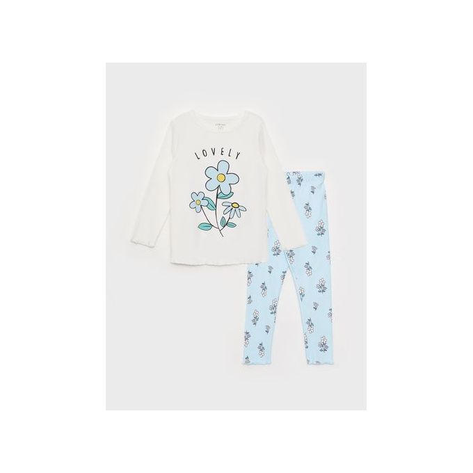Lc Waikiki Ensemble Pyjama Pour Bébé Fille À Col Rond Et Manches Longues Imprimé