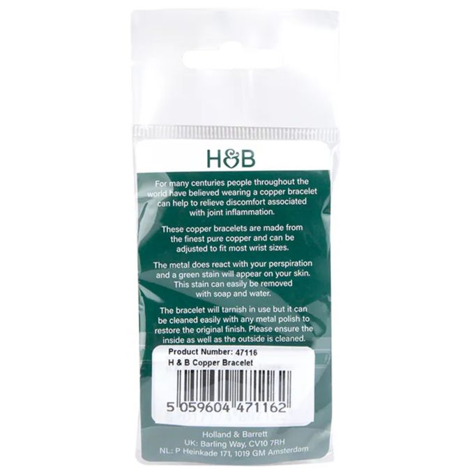 Holland & Barrett Bracelet cuivre pur renforce l'immunité anti