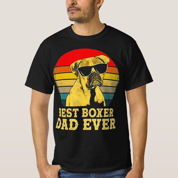 Generic Best Boxer Dad Ever Dog Lovers Retro Vintage T Shirt unique design t shirt tres bon qualite
