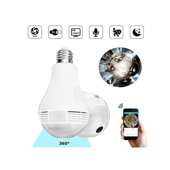 Ampoule Caméra Surveillance Wifi Sans Fil 360 ° Caméra IP Caméra de Sécurité, Lampe WIFI IP