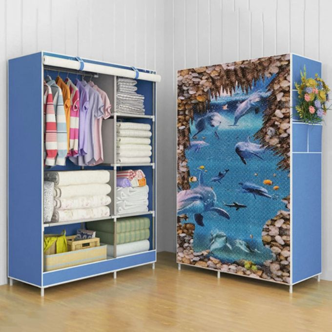 armoire en tissu pliant à 3D à motifs de mer profonde, 170 x 105 x 45 cm