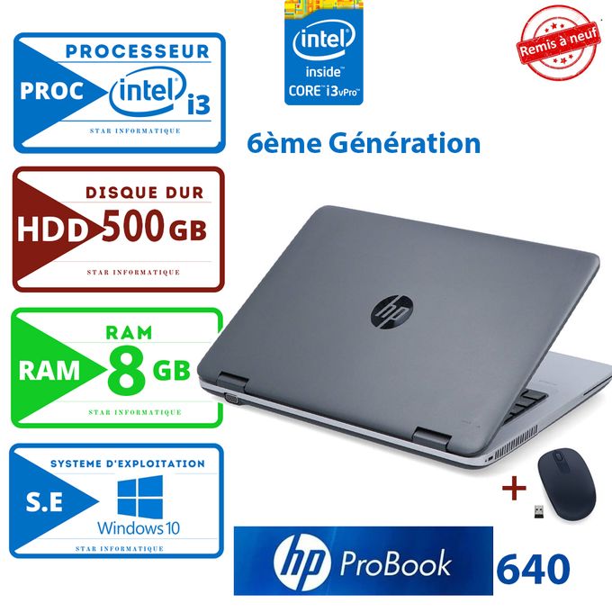 Hp PC Portable Probook 640 Core intel i3 500Go RAM 8GB 14 remis a neuf