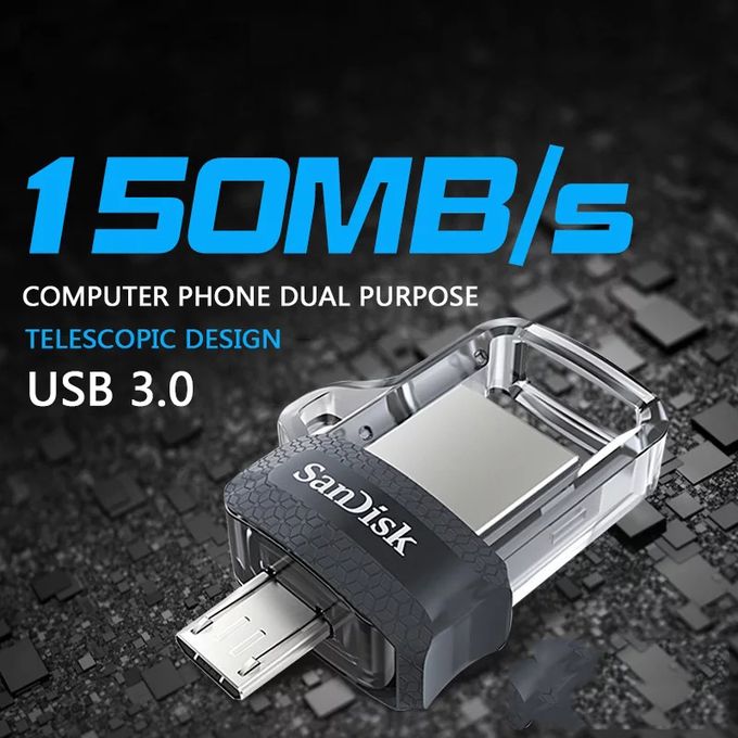 Clé USB SanDisk Ultra m3.0 double connectique micro-USB et USB 3.0 - 32 Go  (SDDD3-032G-G46) prix Maroc