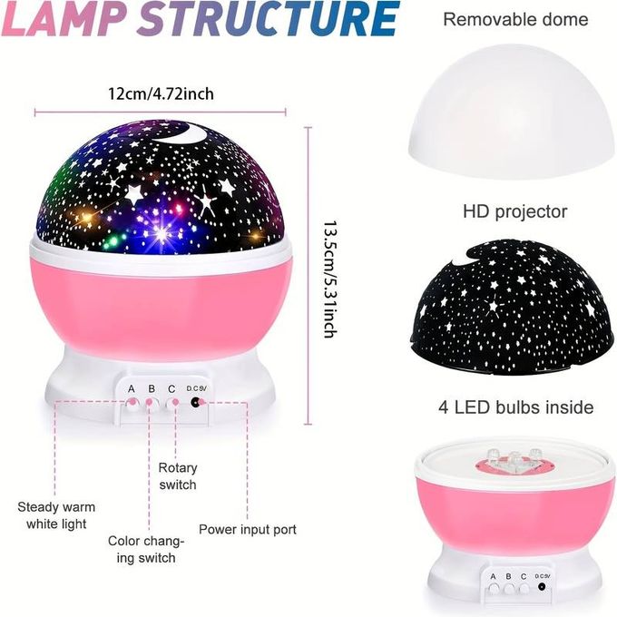 Veilleuse Projecteur D'étoiles Avec Couleurs Réglables, Économie D'énergie,  Lampe Étoile De Lune, Veilleuse Étoilée Rotative À 360 Degrés, Cadeau Pour