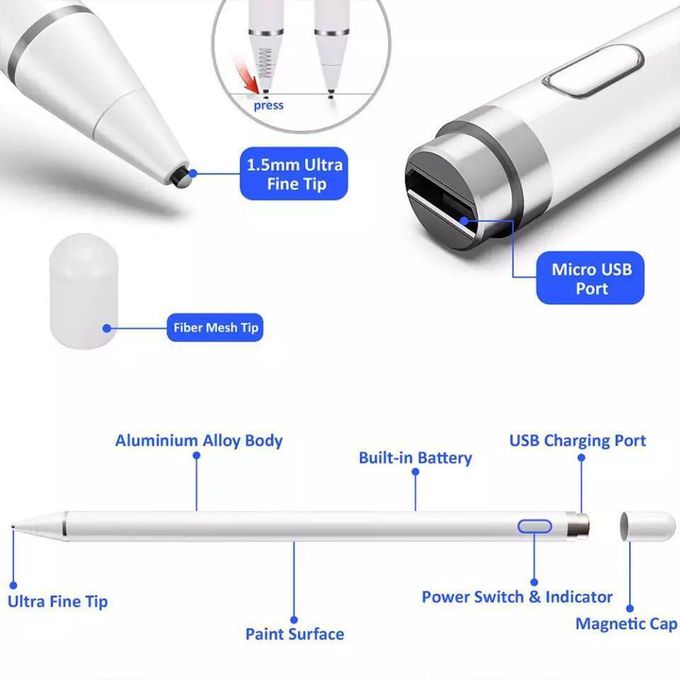 Stylet actif en aluminium pour écran tactile - Stylets pour tablette -  Achat & prix