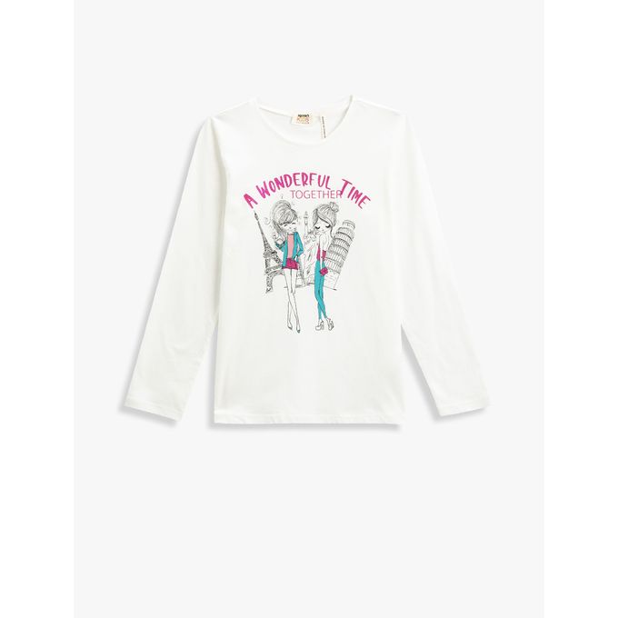 Koton T-shirt Fille - Blanc Ecru