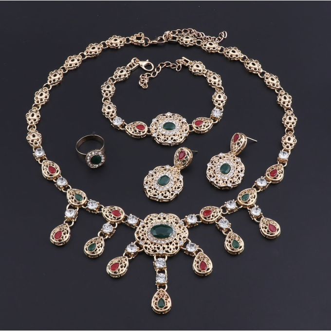 Generic Bijoux Traditionnels Plaque Or 18k Collier Boucles