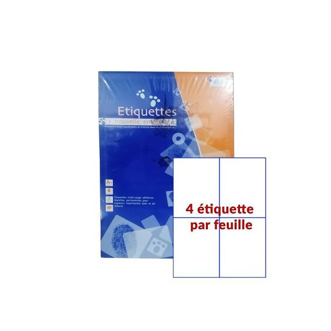 1000 étiquettes Adhésives Blanches Sans Marges - 105x59 Mm - 10 étiquettes Par Feuille A4 - Pour Imprimante Jet D'encre/laser