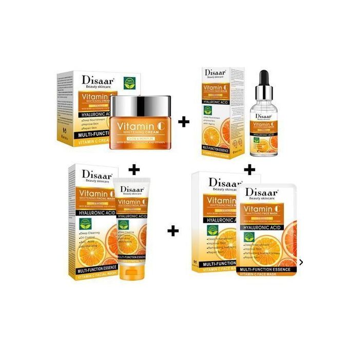 Disaar Pack soin visage à la vitamine C - 4 unités - anti-age haute concentration d'acide hyaluronique