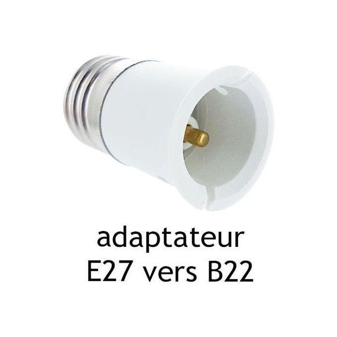 SCNNC Adaptateur de Douille E27 vers B22, Convertisseur de Douille vis E27  à Baillonette B22 pour Ampoule LED Incandescente Halogene Adaptateur