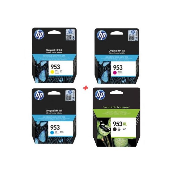 Hp Pack de 4 Cartouches d'encre 953XL Noir / 953 CYAN / MAGENTA / JAUNE -  Original à prix pas cher