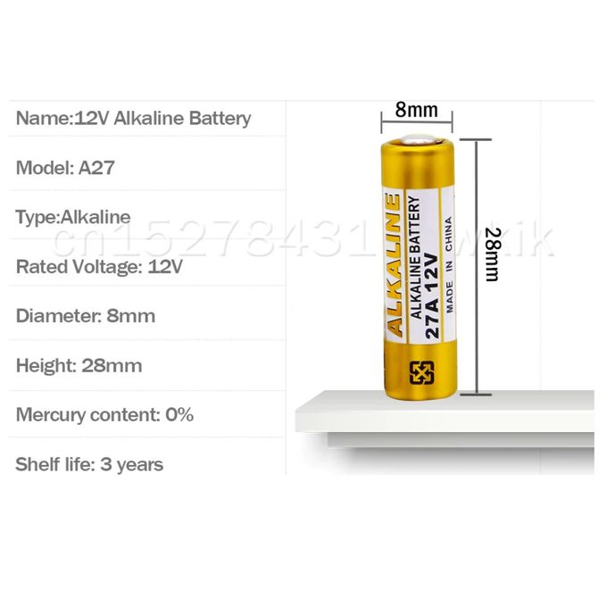 5pcs 27a 12V Pile alcaline Compatible Sonnette Walkman Voiture Alarme  Télécommande A27 27a G27a Mn27 Ms27 Gp27 V27ga Alk27a Batterie sèche