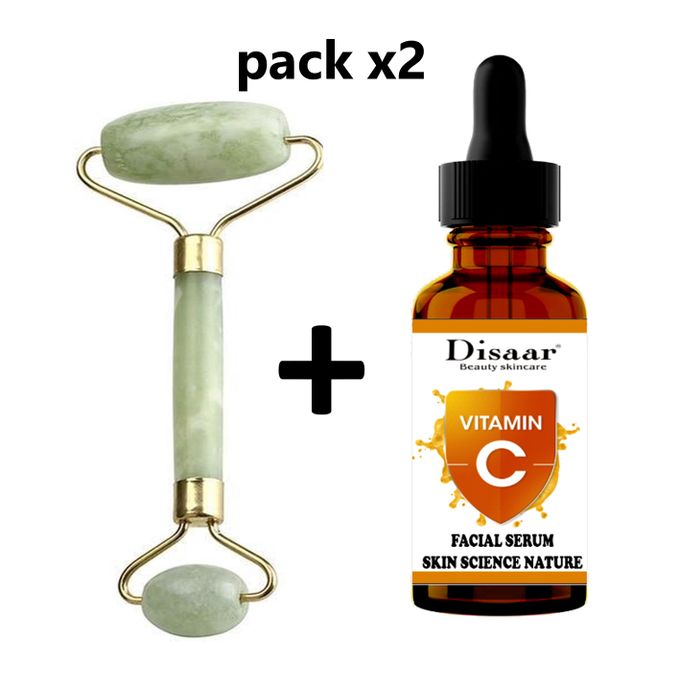 Disaar Pack *2 Sérum vitamine C et Jade Stone Facial Roller