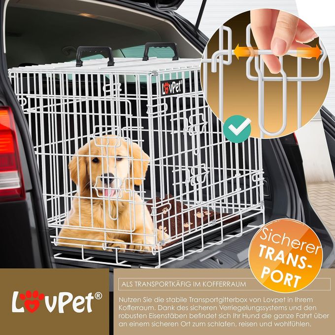 LOVPET® Cage pour chien Cage de transport pour chien pliable Incl.  Couverture polaire