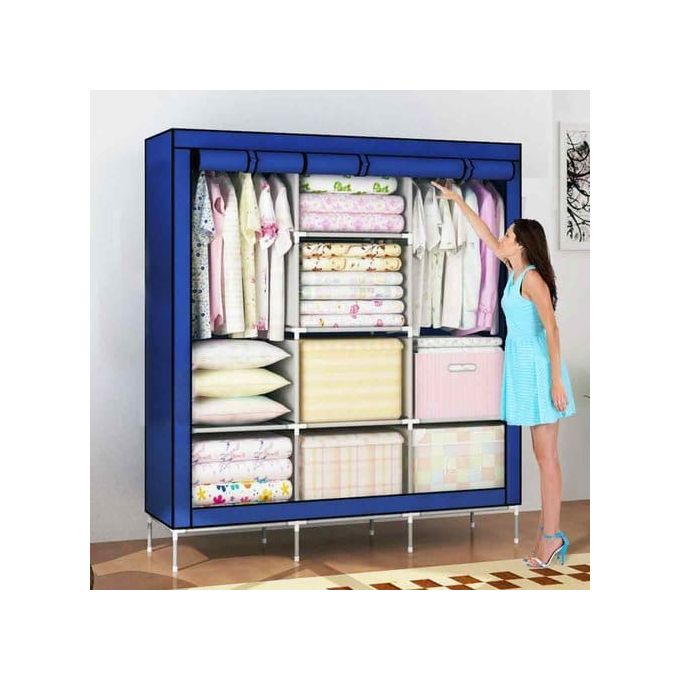 ARMOIRE PENDERIE MOBILE DÉMONTABLE + HOUSSE - BLEU