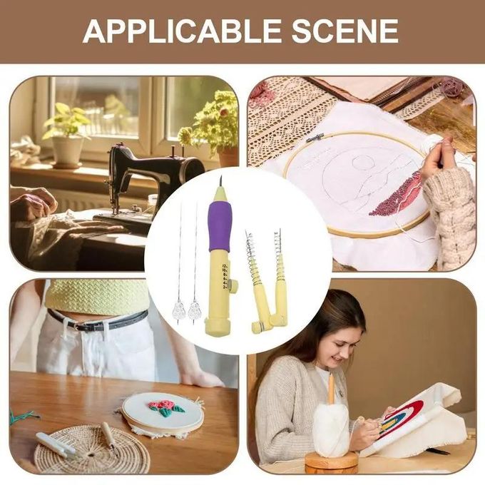 Stylo De Broderie Magique Poinçon Aiguille Kit Artisanal À Broder Point