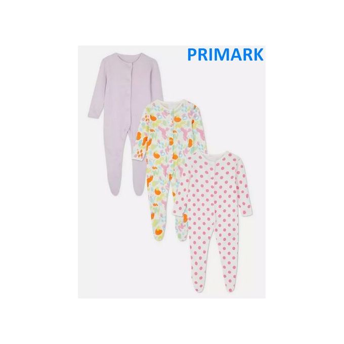 Primark Pack 3 pieces Grenouillere Pyjama pour bebe fille