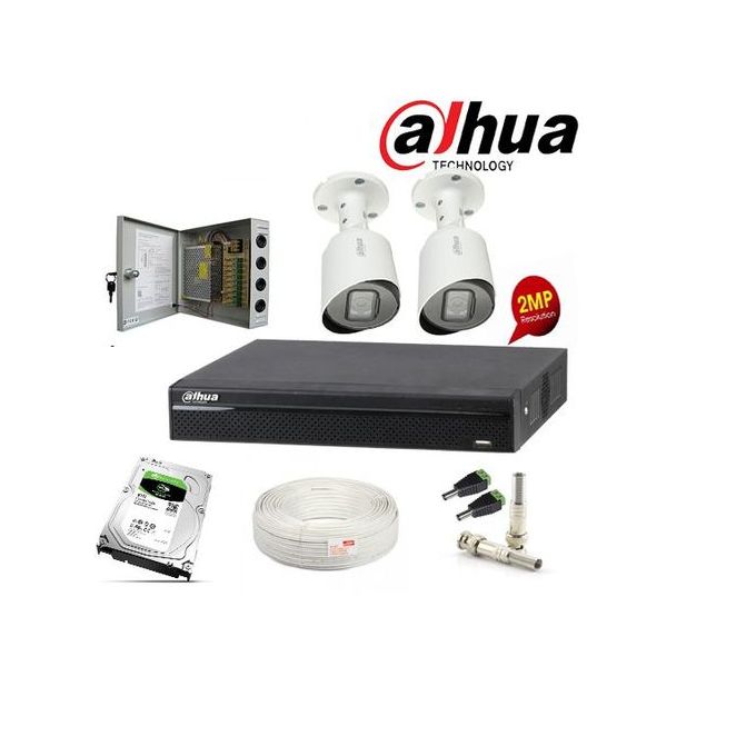 Dahua Pack Complet de 2 Camera de Surveillance 2MP 1080P de A à Z