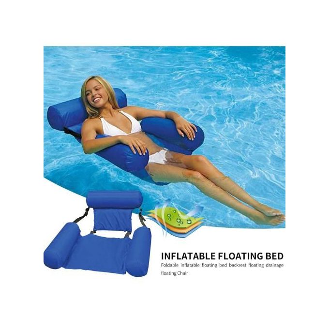 Lit flottant gonflable hamac Piscine Pliable à double usage Lounge Radeau Blue