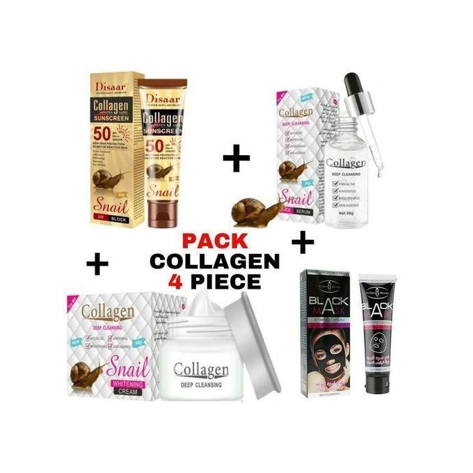 Pack Collagen Sunscreen + Black Mask + Collagen Snail Face Serum + Collagen