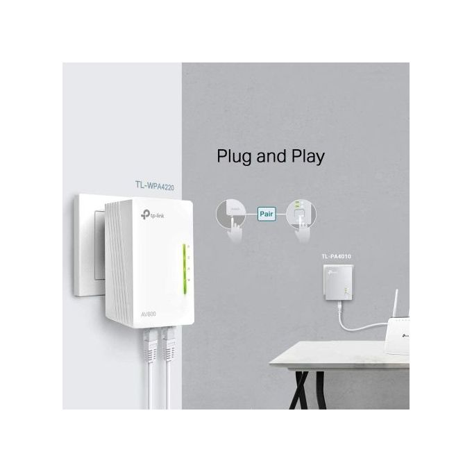 TP-Link Kit CPL WiFi TL-WPA4220 (WLAN 300 Mbit/s, CPL AV600, clone Wifi, 3  ports LAN, Plug and Play, compatible avec tous les adaptateurs CPL, idéal  pour le streaming) Blanc : : Informatique