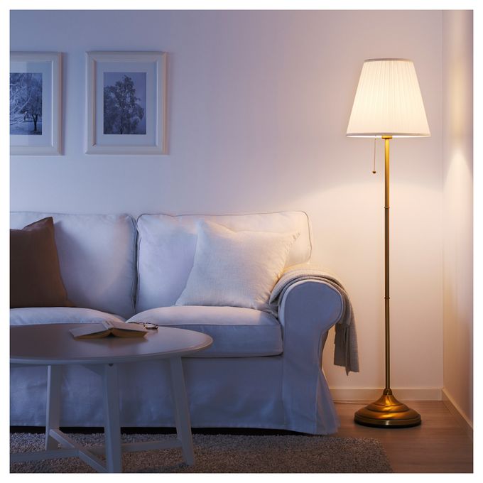 Ikea Lampadaire ARSTUD laiton / blanc Haut 155 cm à prix pas cher