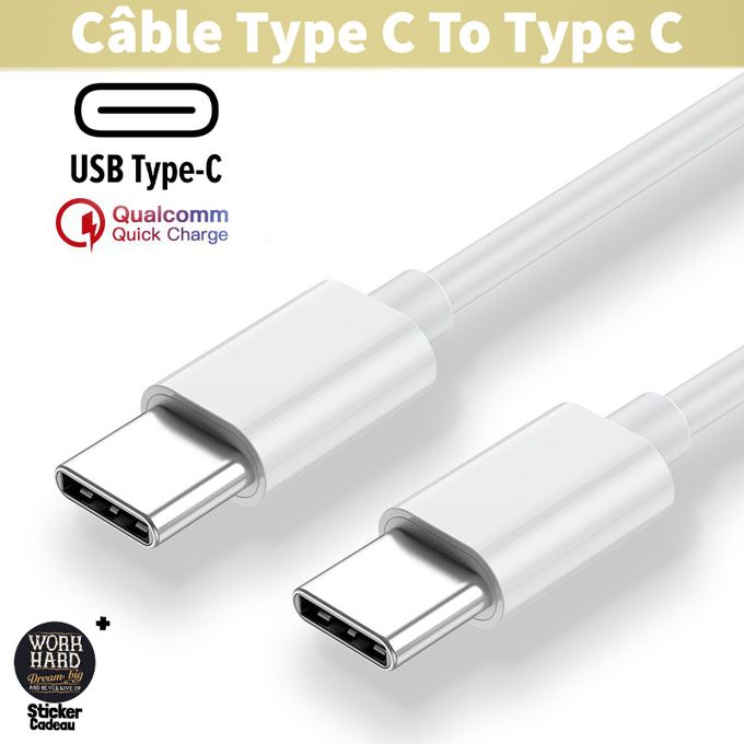 Generic Câble Type C To Type C,Charge Rapide,Transfert de données+Sticker  cadeau à prix pas cher
