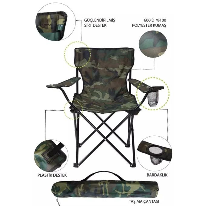 product_image_name-Generic-Chaise de camping militaire porte-gobelet Siège de plage Fauteuil Pliante + Sac-1