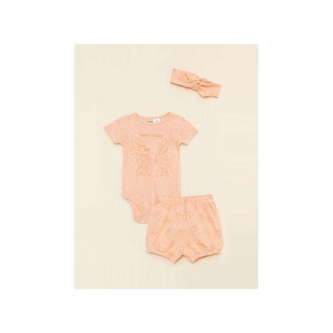 Lc Waikiki Ensemble 3 pièces bébé fille en coton bio imprimé Minnie Mouse à col ras du cou