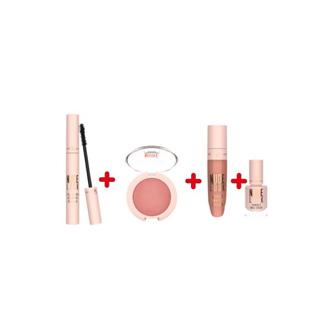 Golden Rose Pack Nude Look - Fards à joues+ Mascara full volume+ Rouge à lèvres + Vernis
