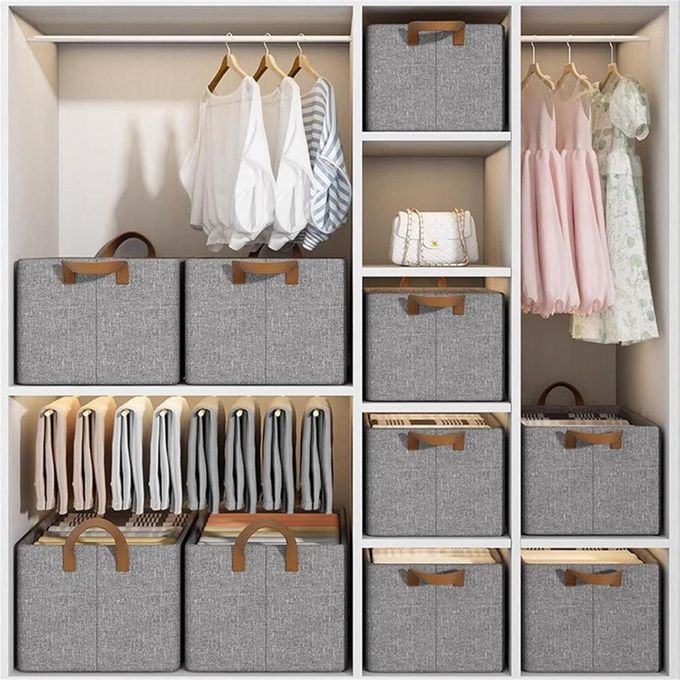 Bacs De Rangement Trapézoïdaux VIVIDECOR - Organisation Placard Et étagère - Tissu Respirant Gris