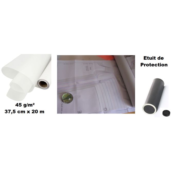 Canson Rouleau Calque d’étude 45 g/m² 37,5cmx20m,Etui Protection,architecture,Technique