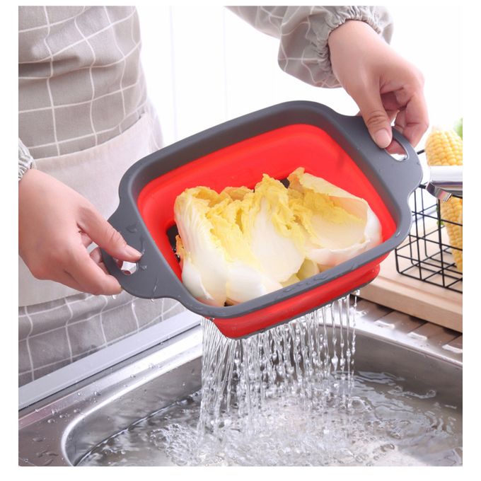 Pliable Silicone Passoire Cuisine Fruits Légumes Lavage Panier Passoire 