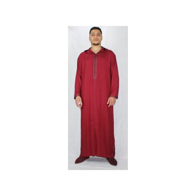 Jabador Maroc Djellaba désert 100/100 coton -bordeaux