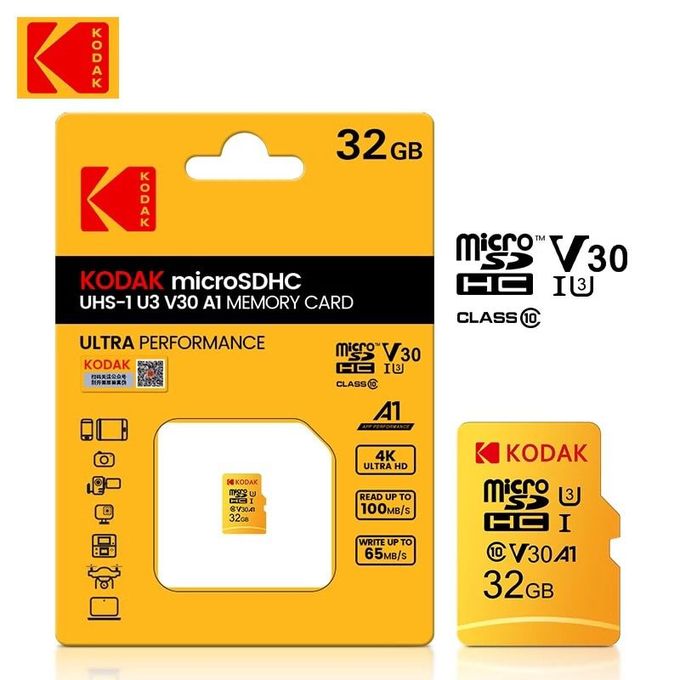 Kodak Micro SD Card 32GB 4K U3 A1 V30 Ultra Performance Class 10 à