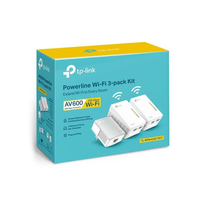 Kit de 3 CPL Wifi AV600 Wi-Fi Range Extender, TL-WPA4220 KIT