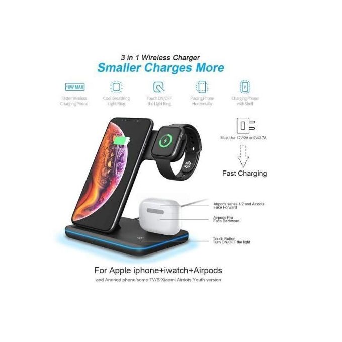 Native Union Chargeur Sans Fil 3-en-1, UN chargeur pour l'iPhone, les  Airpods et l'AppleWatch 