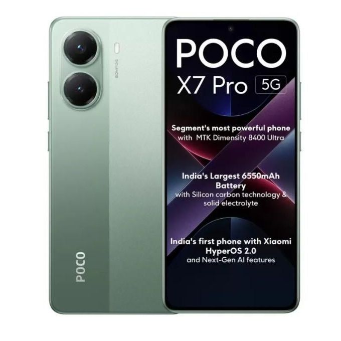 POCO X7 PRO (12Go, 512Go) 5G 6.67" AMOLED-Dimensity 8400-Ultra, - 50 MP avec OIS-Vert