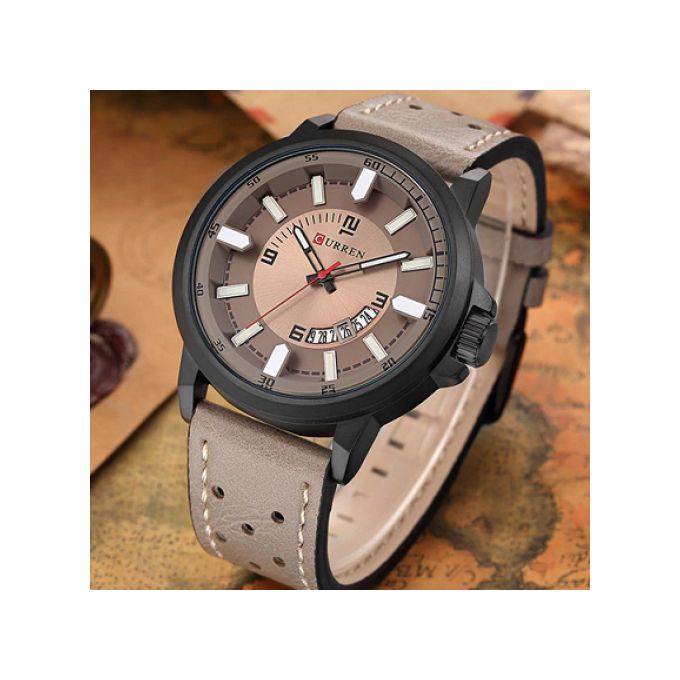 Compare Curren Hommes De Luxe En Cuir Quartz Montre Sport Dual Time Date Price