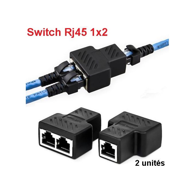 Generic Switch double Ports RJ45 1x2 // Splitter Connector LAN Ethernet  Port RJ45 1 vers 2 à prix pas cher