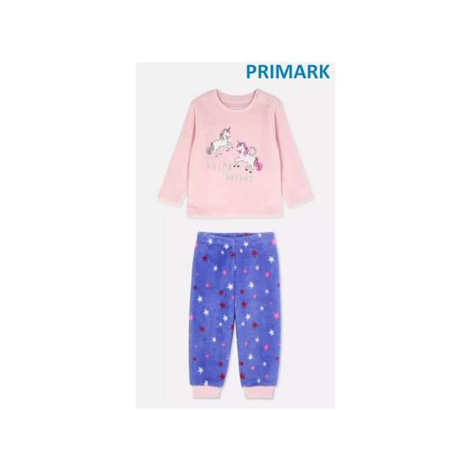 Primark Pyjama Rose Bleu en molleton a motif licorne pour Bebe Fille
