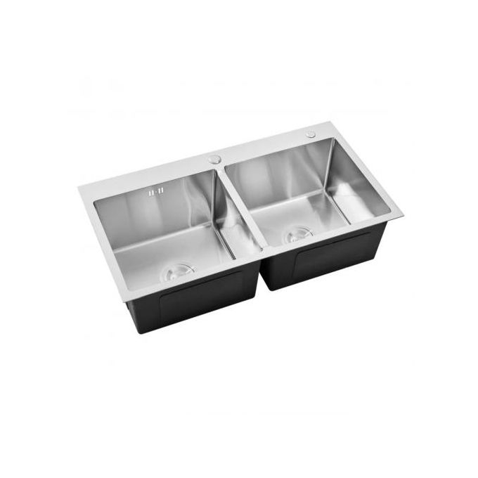 SM Evier Lavabo de Cuisine Double fait main noir 3mm 72x39Cm à prix pas  cher