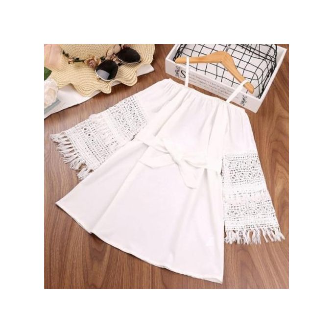 Élégante robe aux épaules dénudées pour fille- vêtement pour enfants