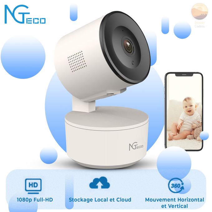 NGTeco Caméra de sécurité de surveillance intelligente WiFi Intérieure NG-C2300  1080P Vision Nocturne