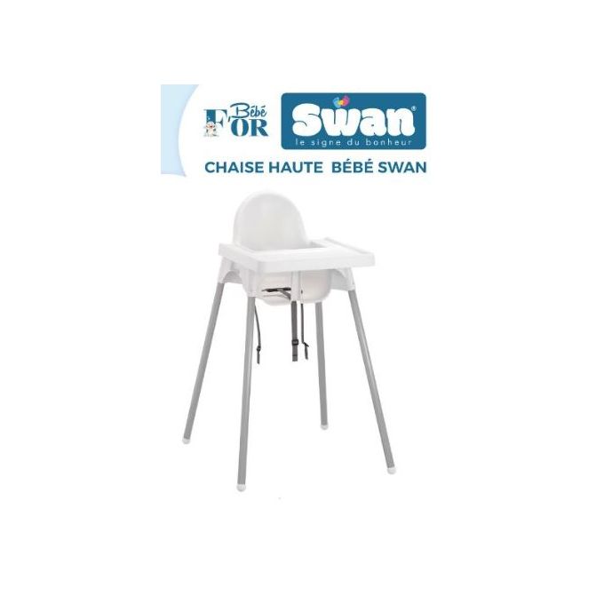 Swan Chaise haute bébé avec tablette et ceinture de sécurité