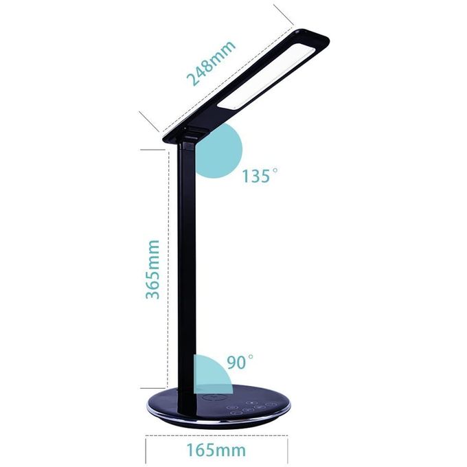 ANTELA Lampe de Bureau LED avec Chargeur sans Fil et USB, 3 Modes  d'éclairage avec 5 Niveaux de Luminosité Réglable Flexible Contrôle  Tactile, Lampe de Chevet Tactile Protection des Yeux, Blanc 