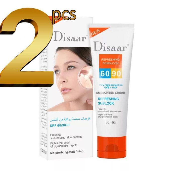 Disaar Pack de 2 écrans solaires Sun screen crème Spf 90++ Hydratant pour la peau Protect Sun block